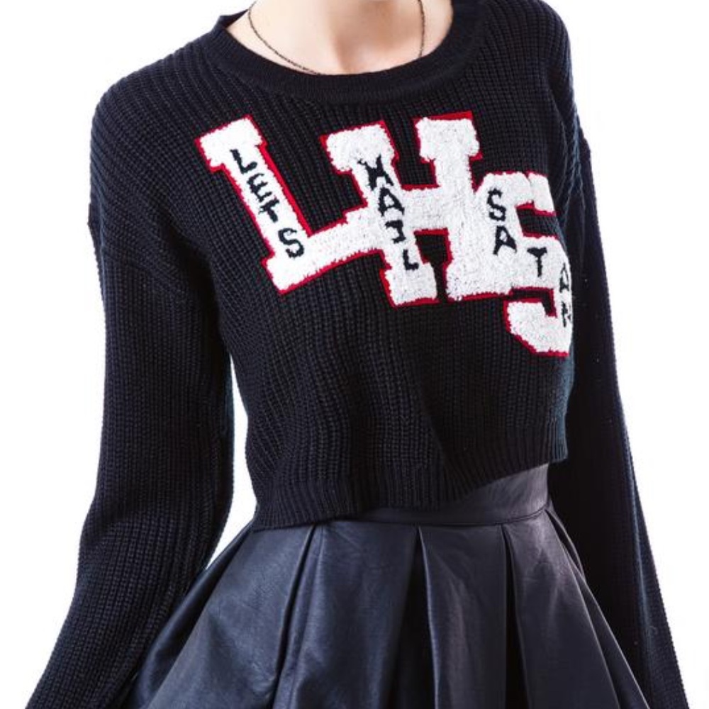 NEW Dolls Kill UNIF LHS Let’s Hail Satan Cropped Sweater